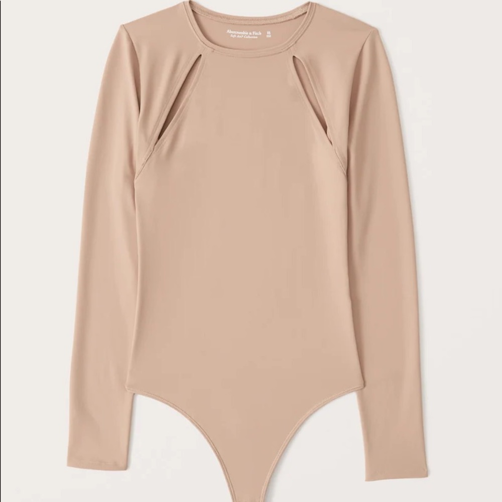 ABERCROMBIE & FITCH SEAMLESS FABRIC LONG SLEEVE CUT OUT BODYSUIT
